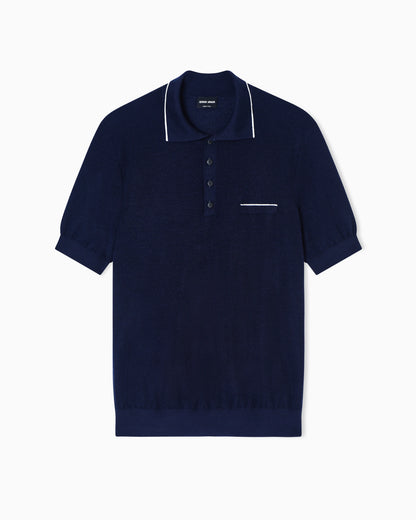 Polo shirt in cashmere and silk