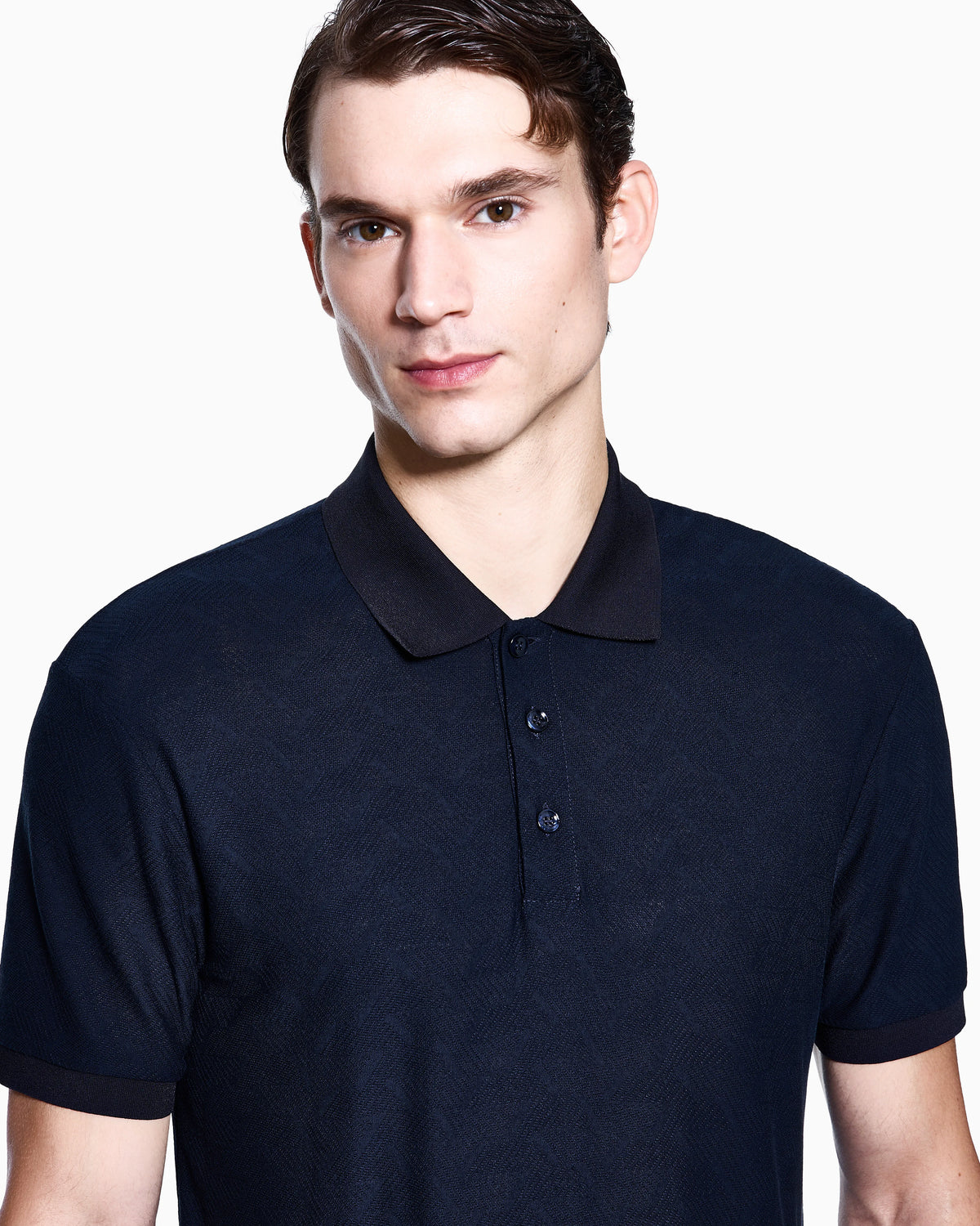 jacquard viscose polo shirt