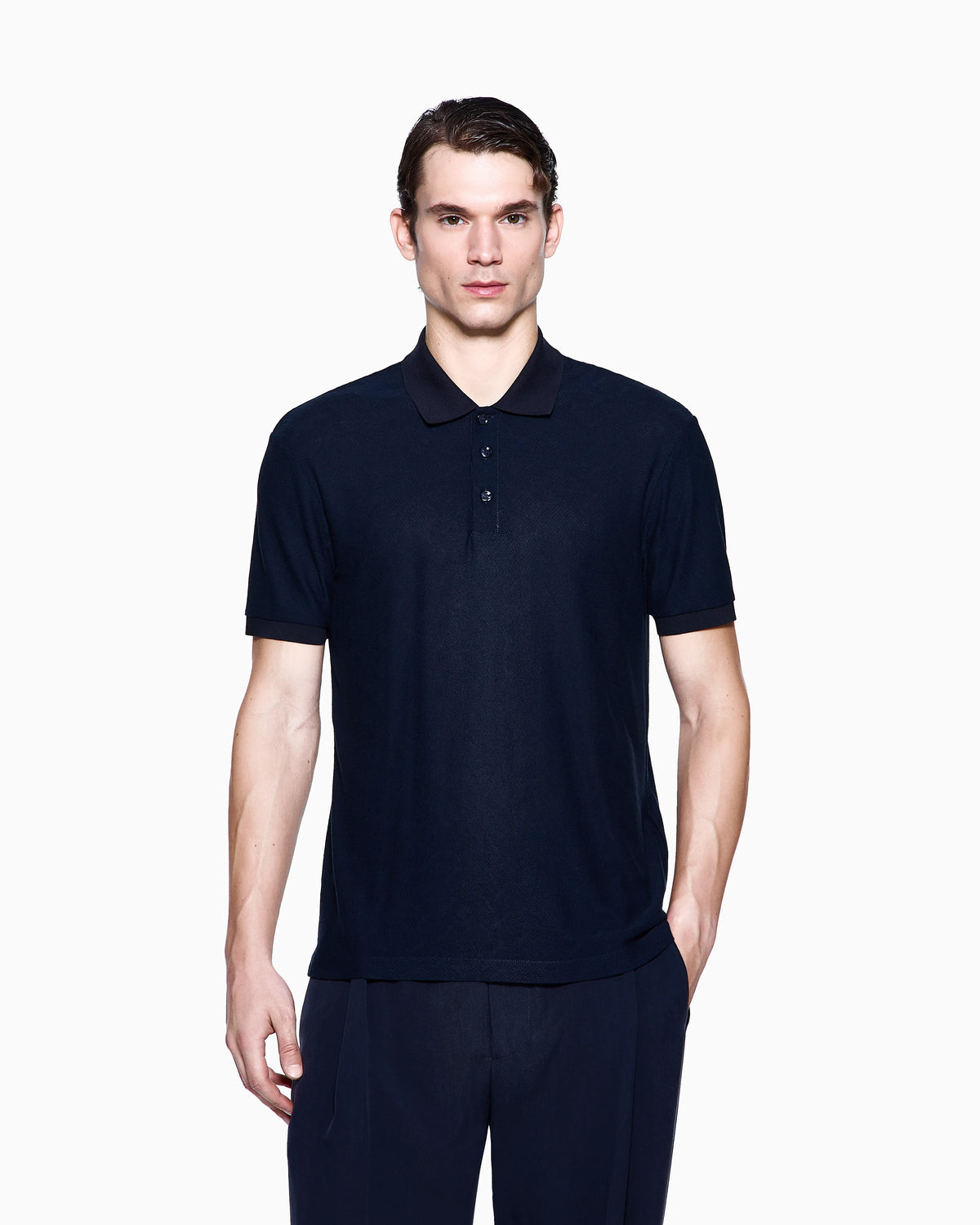 jacquard viscose polo shirt