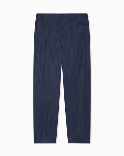 Viscose technical twill flat-front trousers