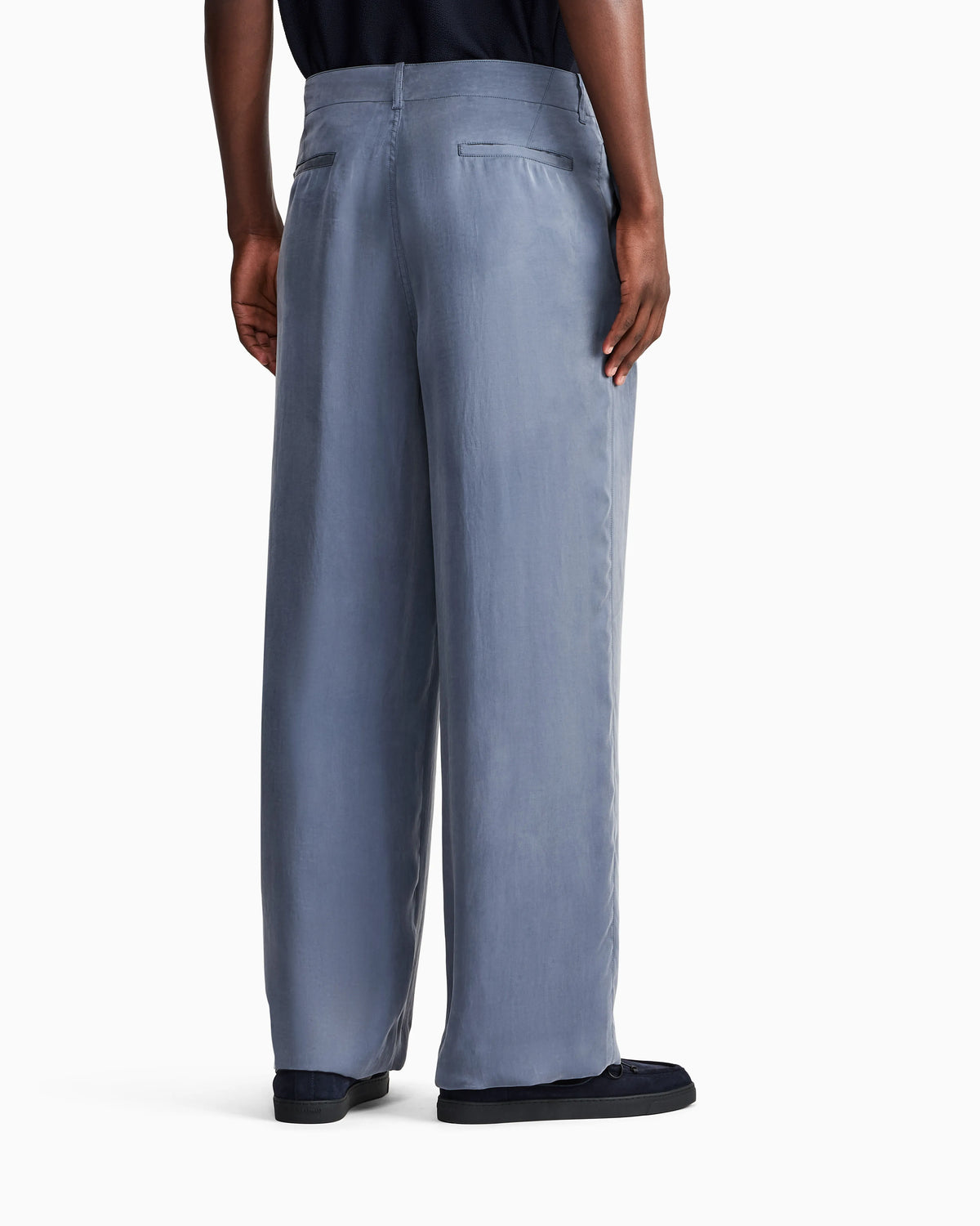 Flat-front trousers in lightweight satin