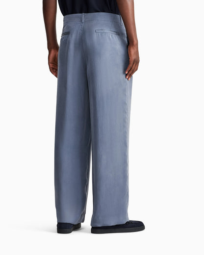 Flat-front trousers in lightweight satin