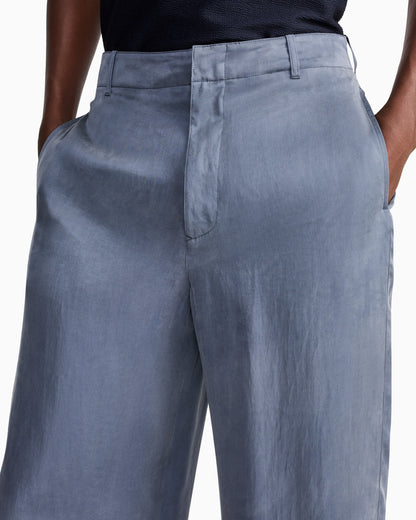 Flat-front trousers in lightweight satin