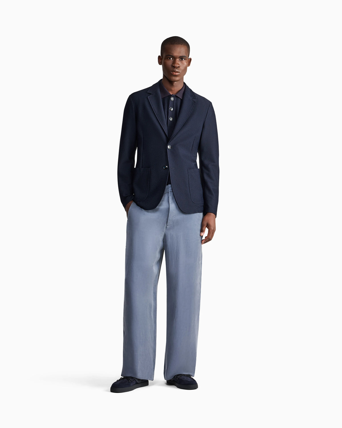Flat-front trousers in lightweight satin
