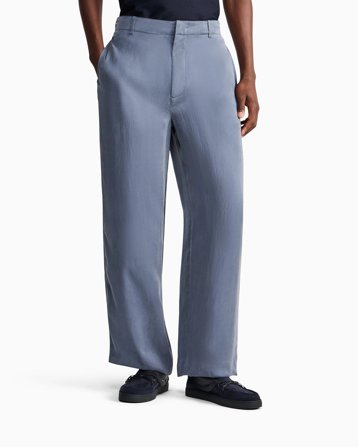 Flat-front trousers in lightweight satin