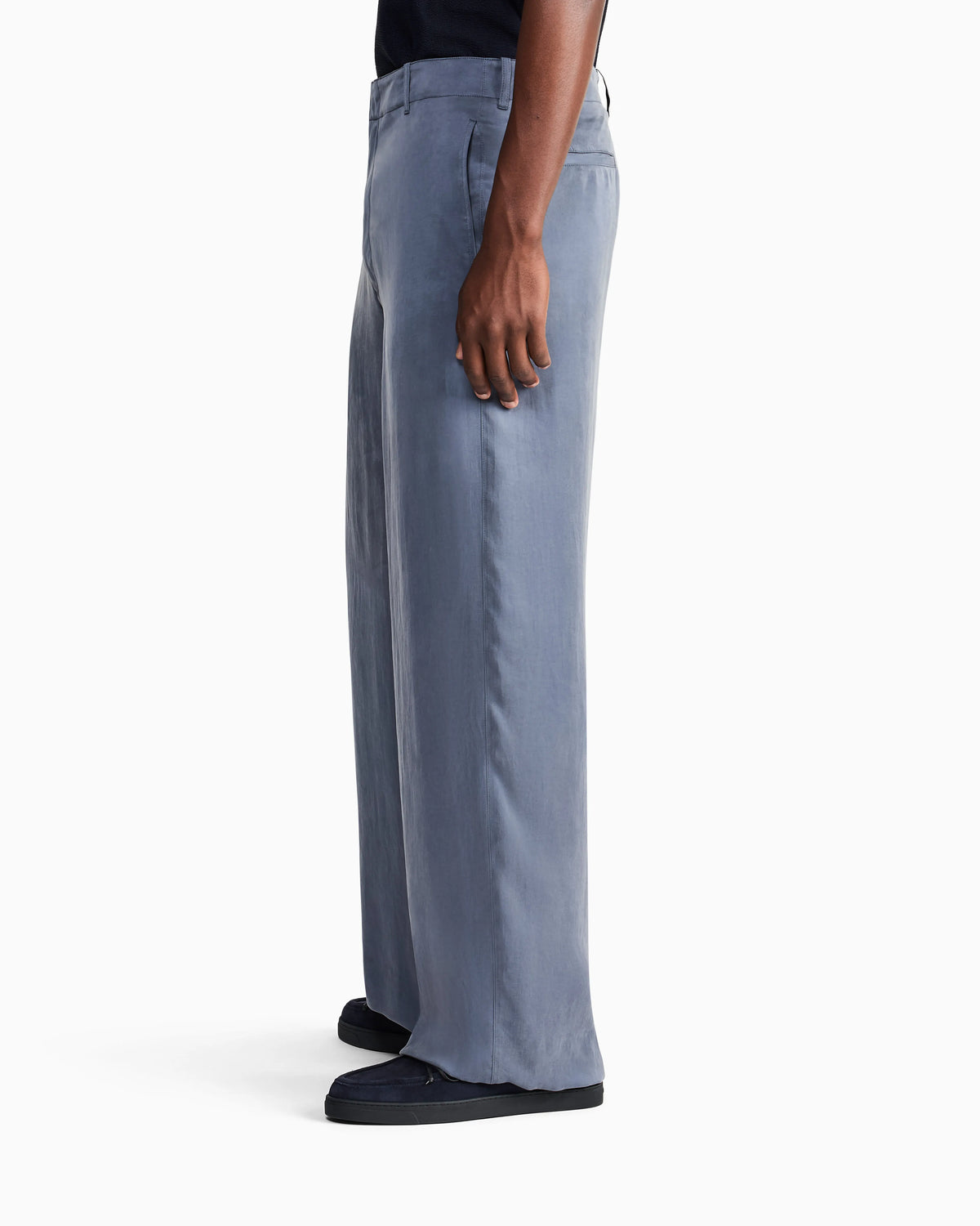 Flat-front trousers in lightweight satin