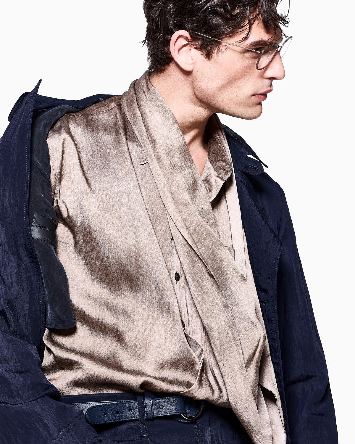 viscose blend satin shirt
