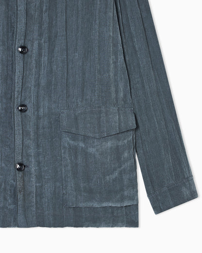 Blouson in pleated Lyocell and nylon canvas