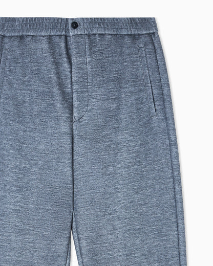 Flat-front trousers in modal and cashmere jersey fleece