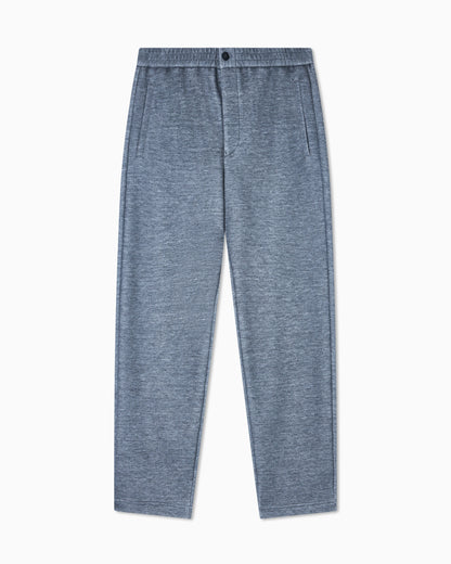 Flat-front trousers in modal and cashmere jersey fleece