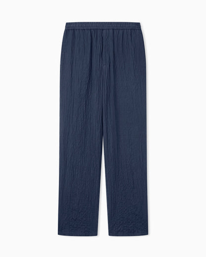 Flat front trousers in Lyocell and silk froissé