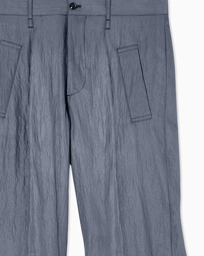 Single-pleat viscose technical twill trousers