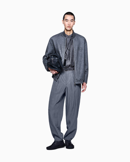 Single-pleat viscose technical twill trousers
