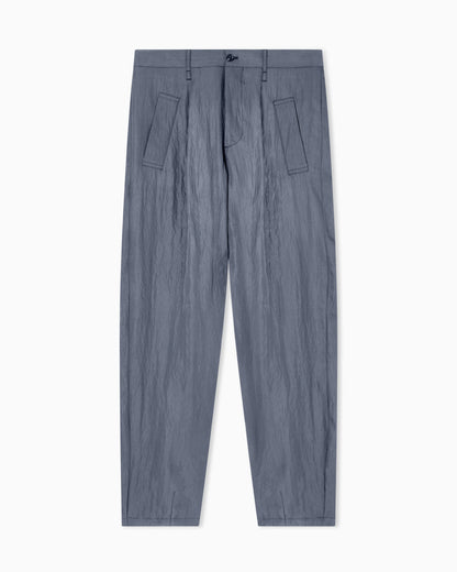 Single-pleat viscose technical twill trousers