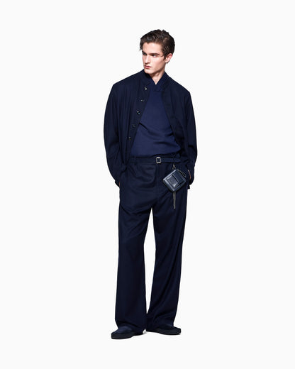 fluid wool flat-front trousers