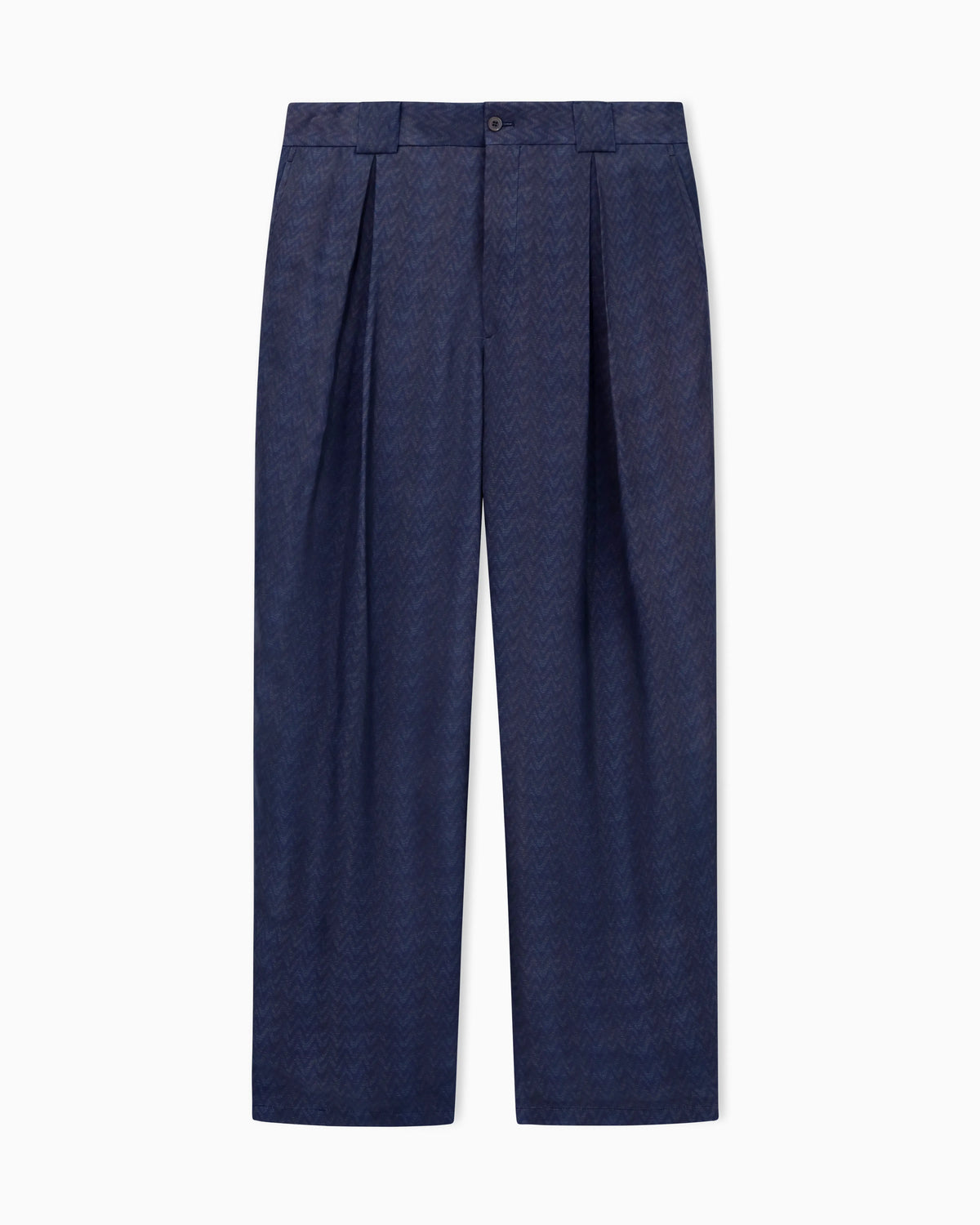 Single-pleat trousers in a viscose chevron