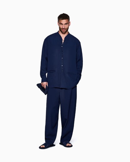 Viscose-canneté flat-front trousers