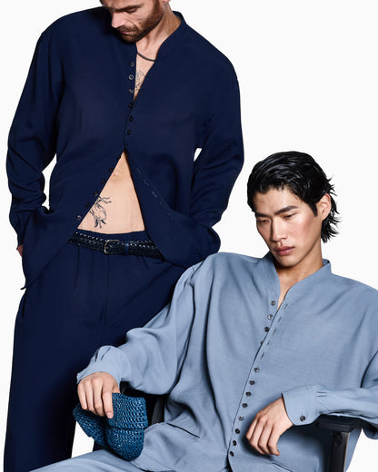 Viscose-canneté flat-front trousers