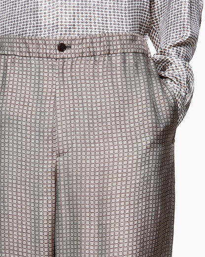 Printed viscose flat-front trousers