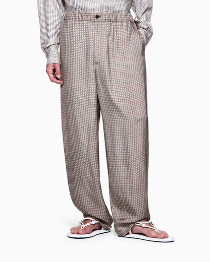 Printed viscose flat-front trousers