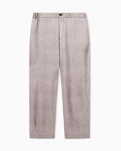 Printed viscose flat-front trousers