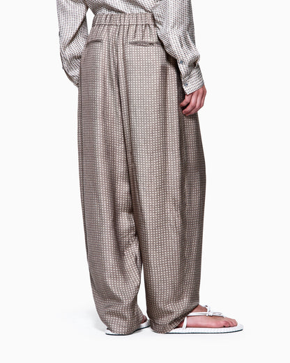 Printed viscose flat-front trousers