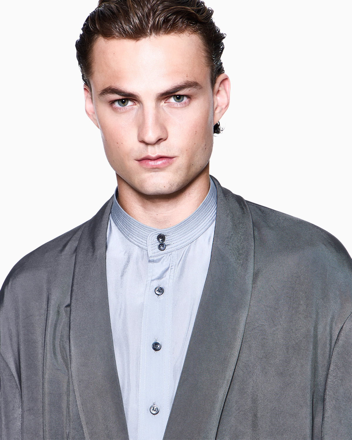 Double-breasted jacket in viscose twill
