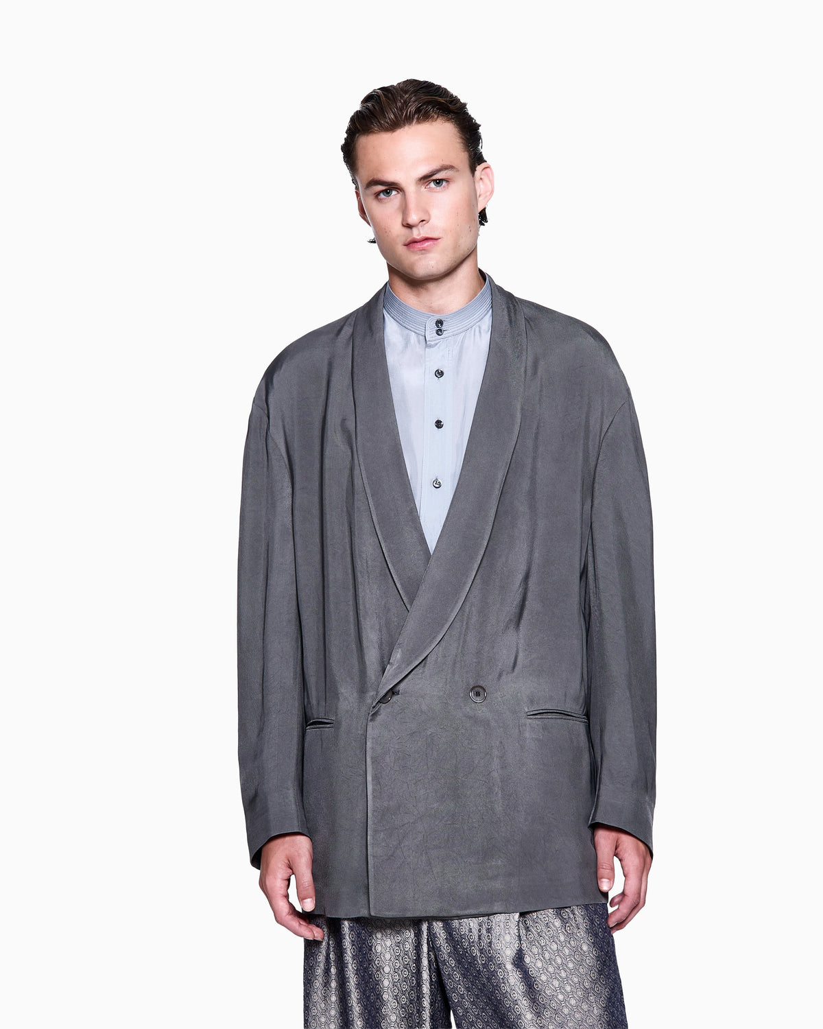 Double-breasted jacket in viscose twill