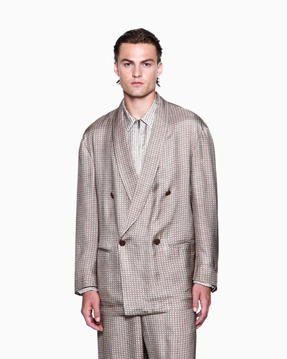 Double-breasted jacket in printed viscose