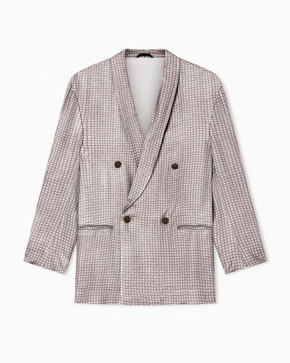 Double-breasted jacket in printed viscose