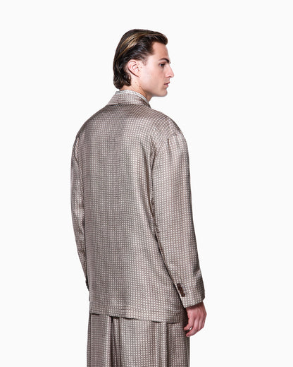 Double-breasted jacket in printed viscose