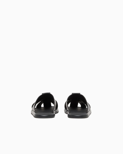 Cross-over napped calfskin sandals