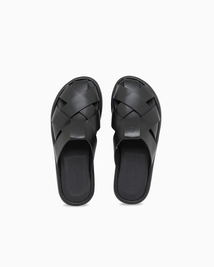 Cross-over napped calfskin sandals