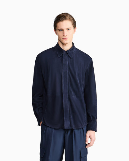 lambskin suede shirt jacket