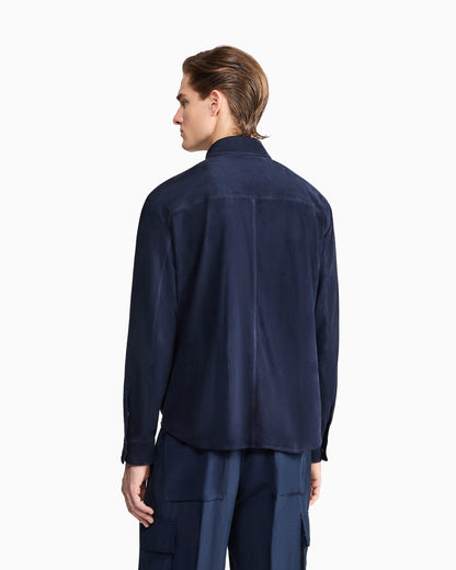 lambskin suede shirt jacket
