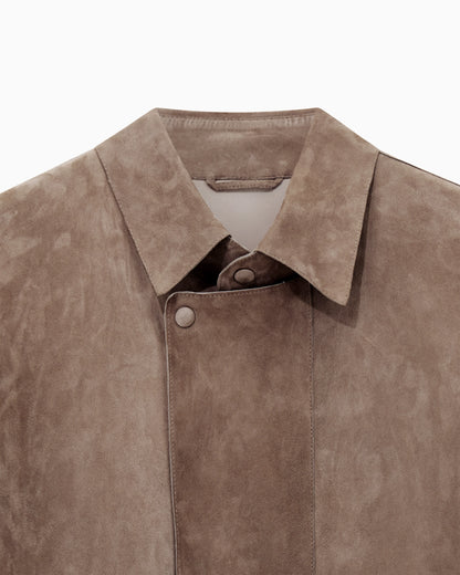 Suede-lambskin, single-breasted trench coat