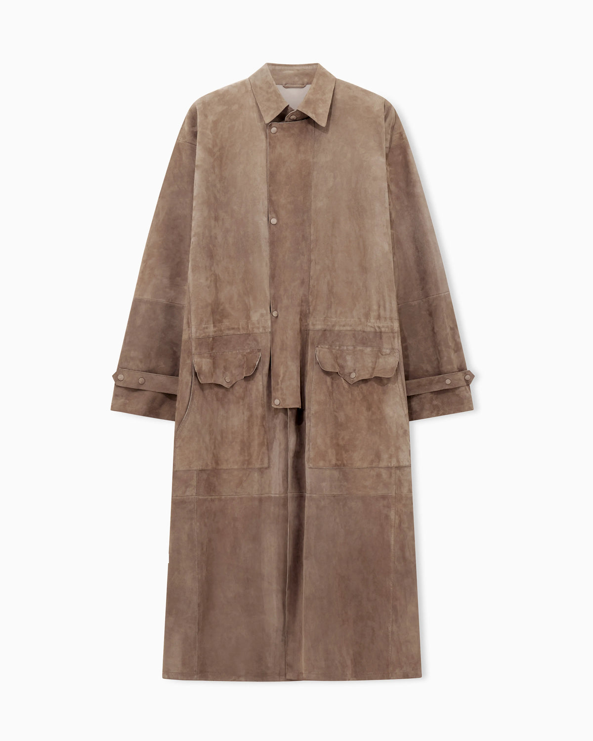 Suede-lambskin, single-breasted trench coat