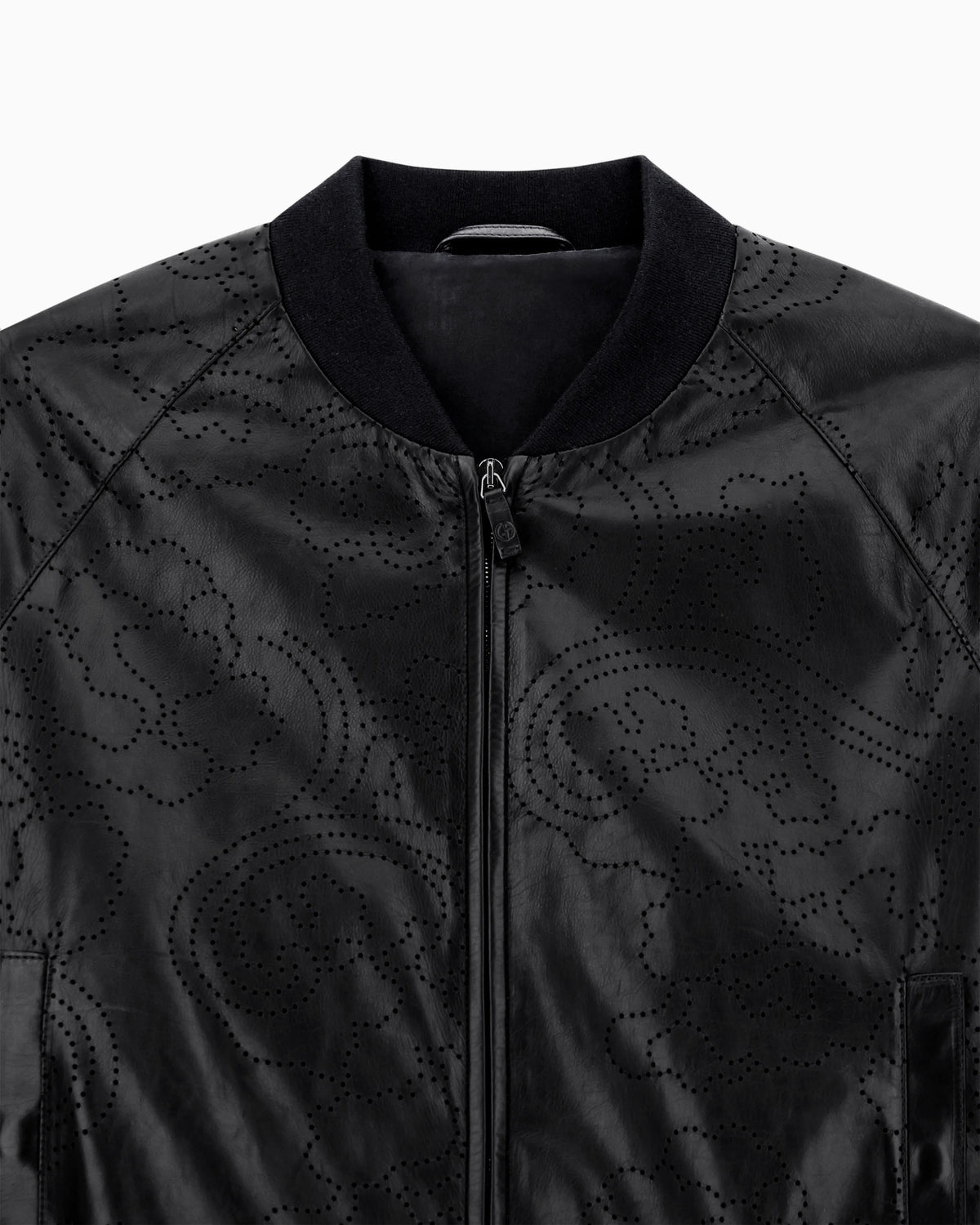 Perforated nappa calfskin bomber jacket