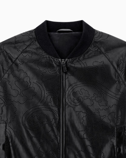 Perforated nappa calfskin bomber jacket