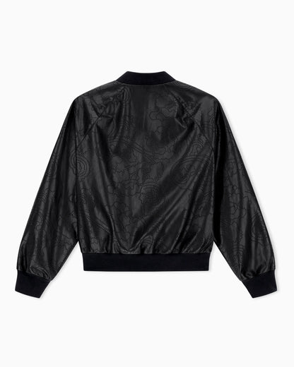 Perforated nappa calfskin bomber jacket
