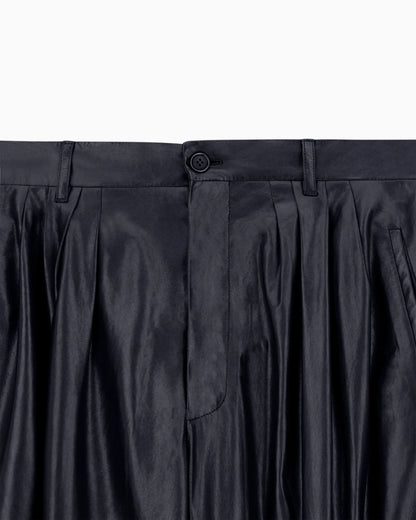 Nappa lambskin pleated trousers