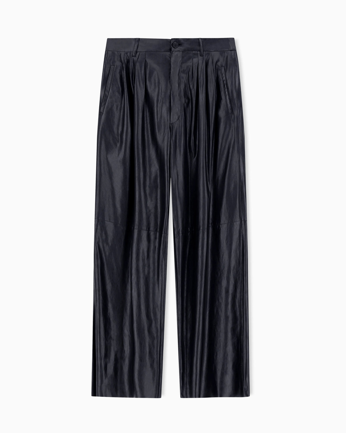 Nappa lambskin pleated trousers