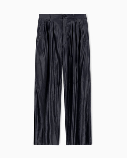Nappa lambskin pleated trousers