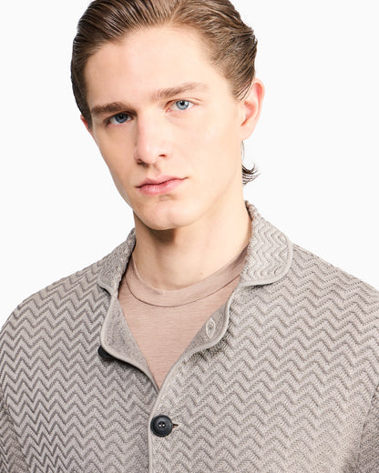 viscose-blend chevron ottoman single-breasted jacket