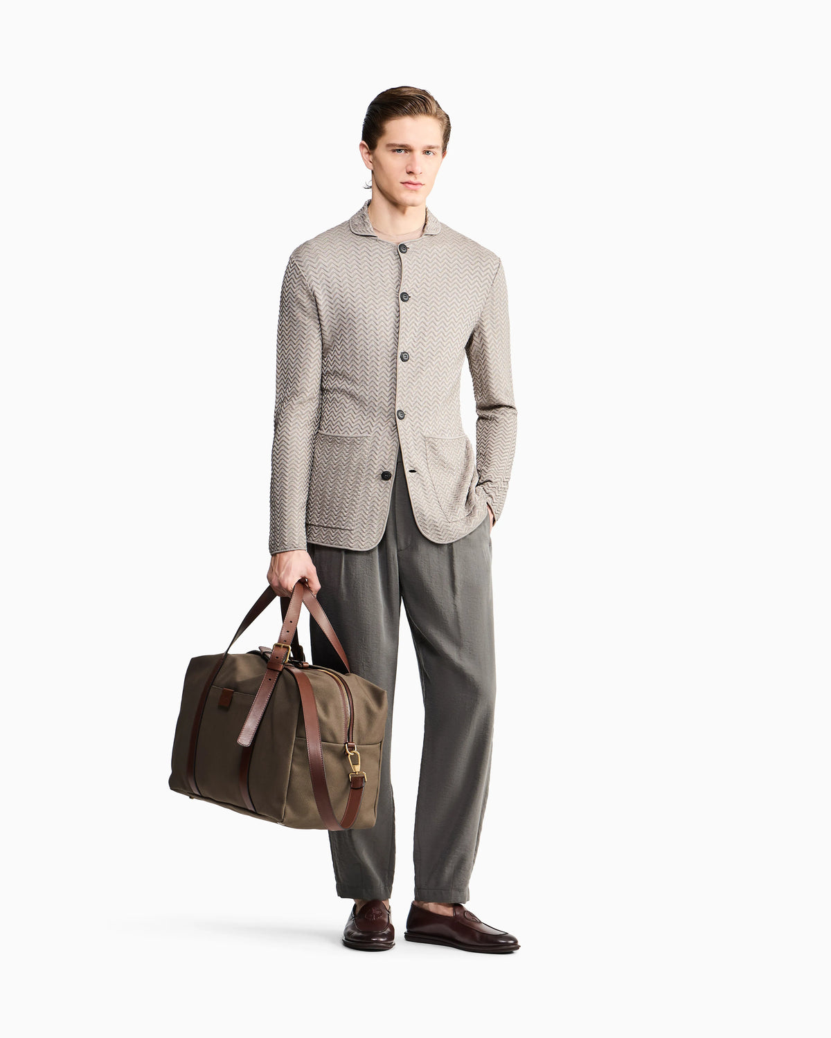 viscose-blend chevron ottoman single-breasted jacket
