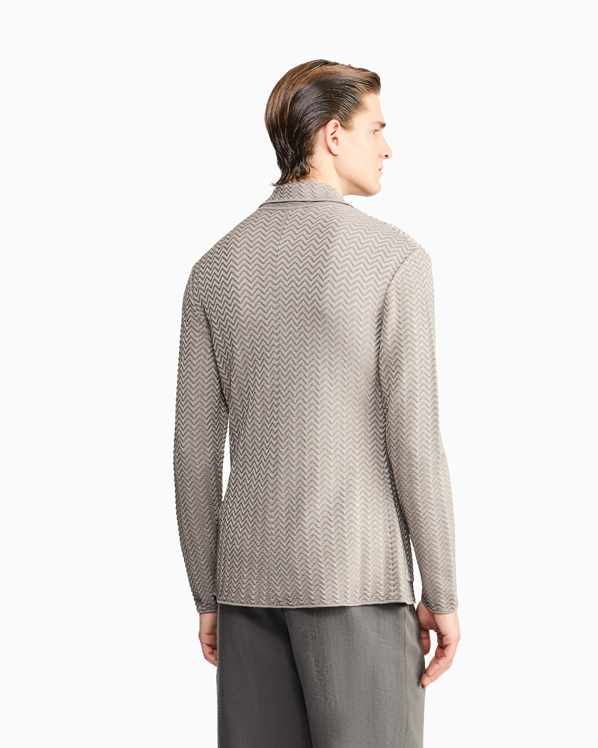 viscose-blend chevron ottoman single-breasted jacket
