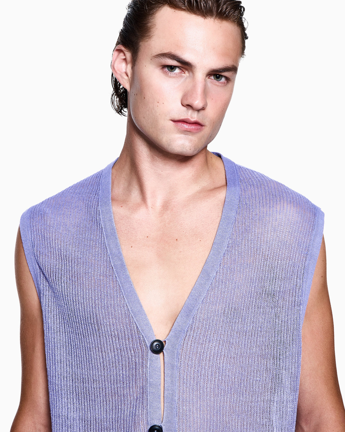 Single-breasted linen waistcoat