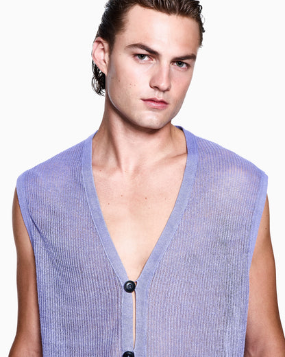 Single-breasted linen waistcoat