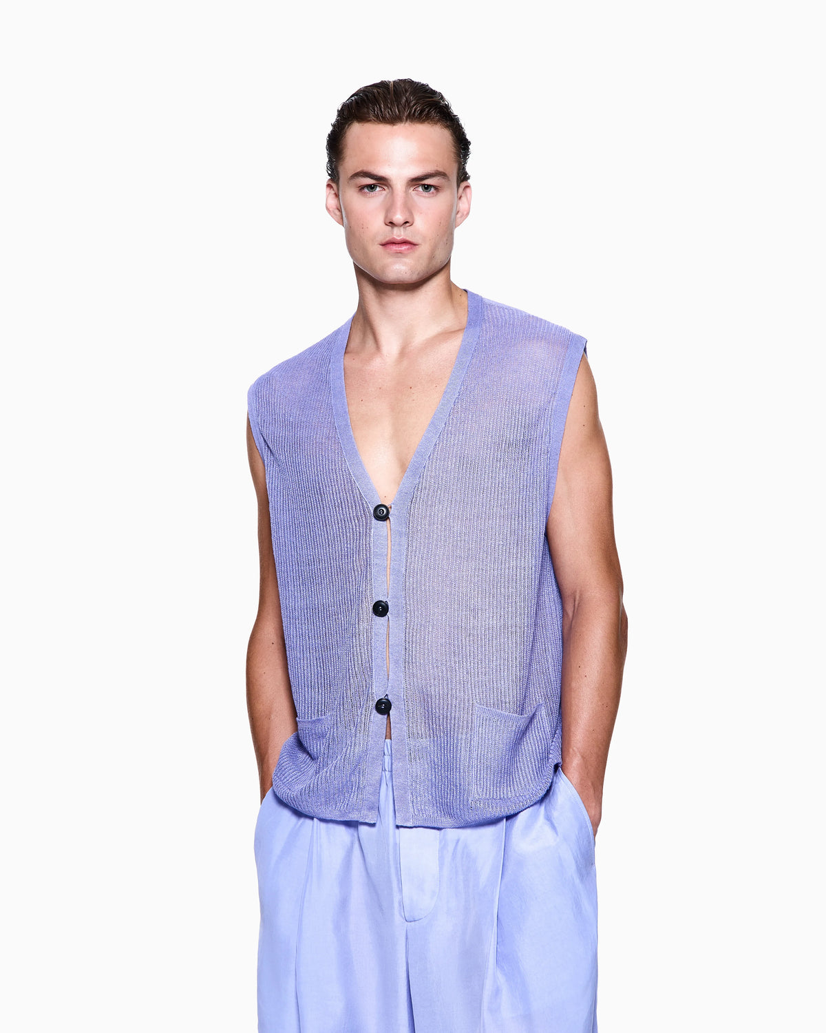 Single-breasted linen waistcoat