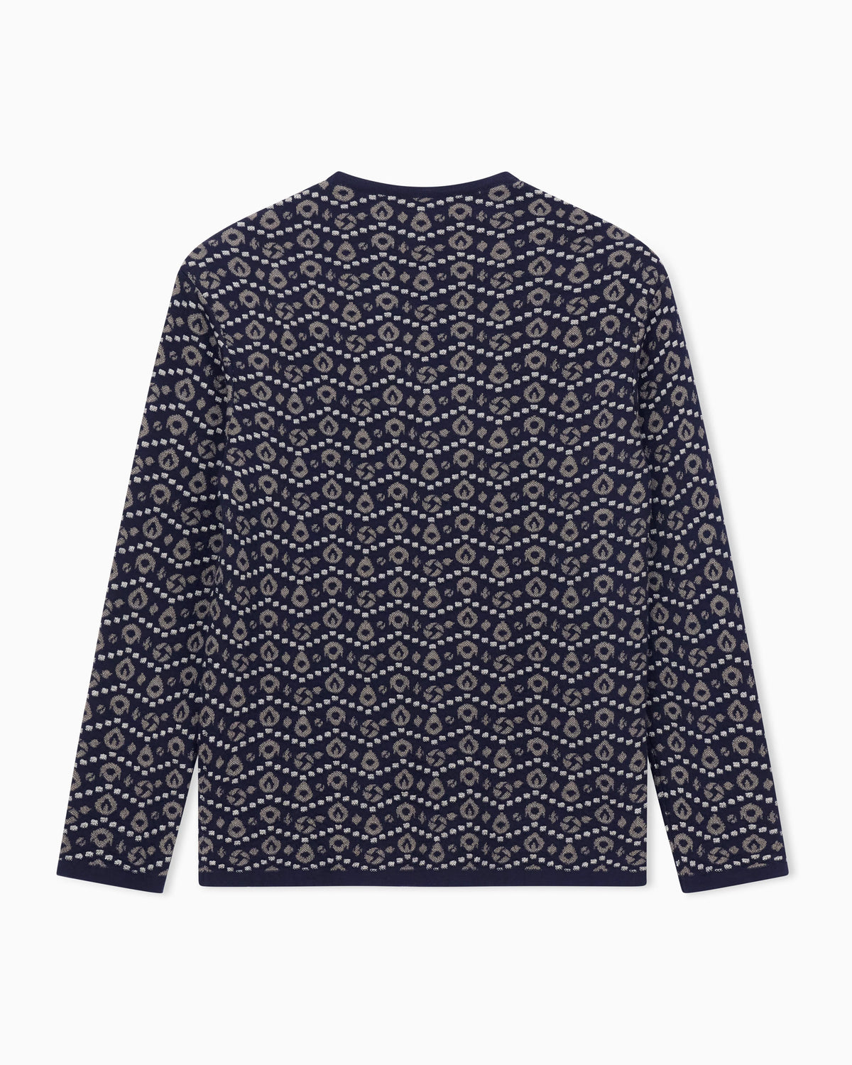 V-neck jumper in cashmere, silk and viscose jacquard